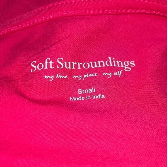 Soft Surroundings Asymmetrical Sleeve Embroidered Flower Top Pink sz S Small - Picture 5 of 6